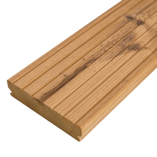 Deska tarasowa, ryflowana z termo sosny 117x26 mm w klasie AB gotowa do ukrytego montażu (UM).